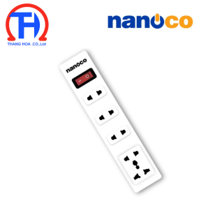 Ổ cắm kéo dài Nanoco NES4213-3S1 4 lỗ cắm 2 chấu 1 lỗ cắm đa năng và 1 công tắc
