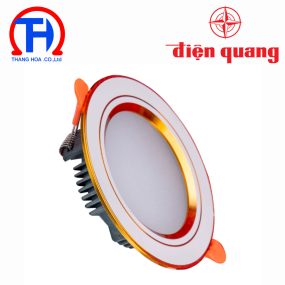 Bộ đèn LED Downlight Điện Quang ĐQ LRD17 viền vàng (078CS/098CS đổi màu Ø90 bầu nhôm kín)