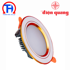 Bộ đèn LED Downlight Điện Quang ĐQ LRD17 viền vàng 7W-9W (Ø90 bầu nhôm kín)