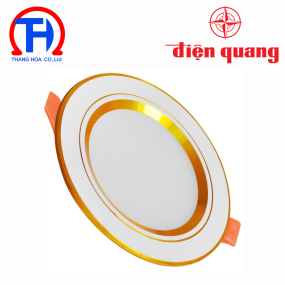 Bộ đèn LED Downlight Điện Quang ĐQ LRD17 098CS viền vàng 9W đổi màu Ø90 bầu nhôm kín