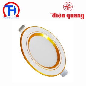 Bộ đèn LED Downlight Điện Quang ĐQ LRD18 CS viền vàng (10W, Ø90, đổi màu, bầu kín)