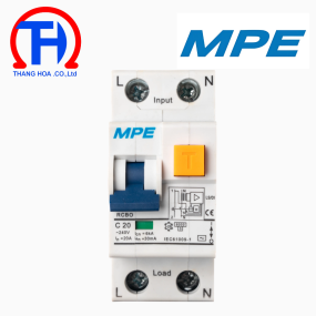 Cầu dao bảo vệ dòng rò, quá tải và ngắn mạch RCBO 2 cực, 20A, 30mA, 6kA RCBO-30/220