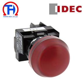 Đèn báo màu đỏ, không biến thế, IP65 ngoài mặt tủ, mặt phẳng YW1P-1EQM3R Idec