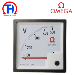 Đồng hồ tủ điện Omega AC. Voltmeter 0-500V, 96 x96