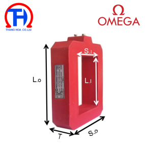 Biến dòng đo lường MCT 6.000/5A; CL0.5; 15VA OMEGA loại đúc chữ nhật (ghi chú kích thước)  