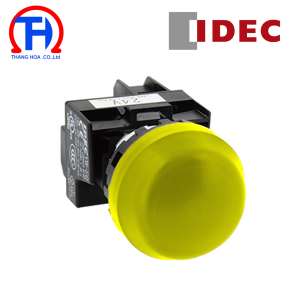 Đèn báo màu vàng, không biến thế, IP65 ngoài mặt tủ, mặt phẳng YW1P-1EQ4Y Idec